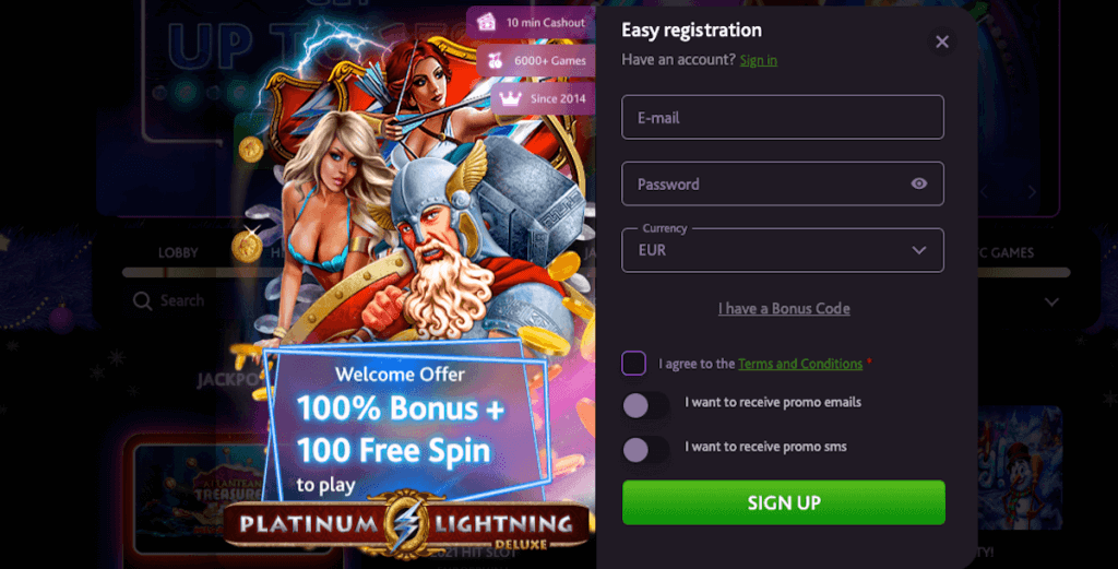 registration at 7bitcasino