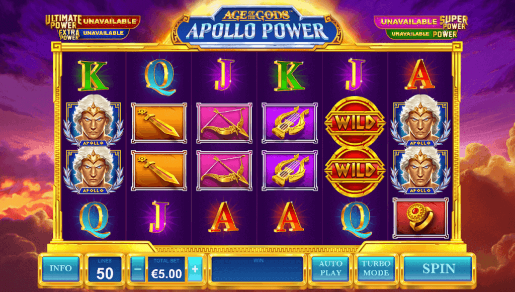 Age of the Gods Apollo Power Pokie Game Home Screen for NZ Players  