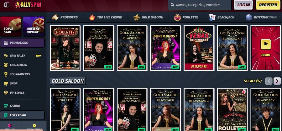 Allyspin live casino