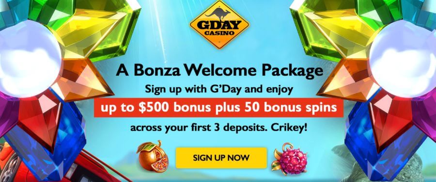G'Day Casino welcome bonus