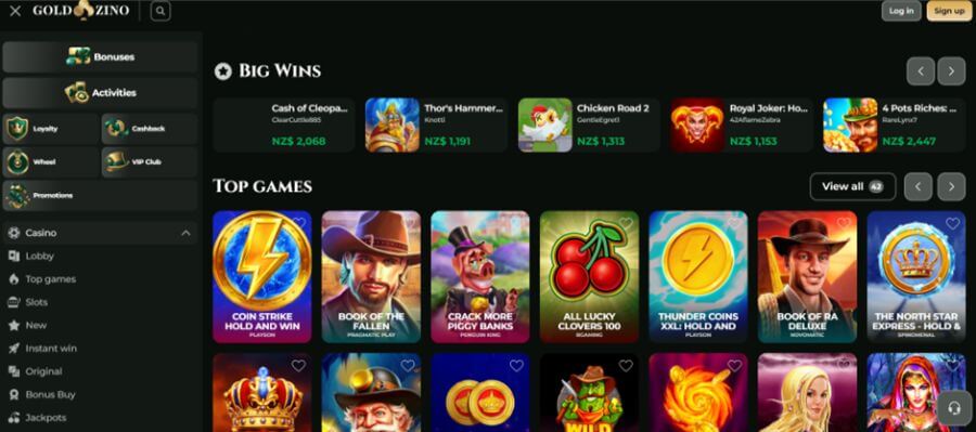 Goldzino NZ landing page