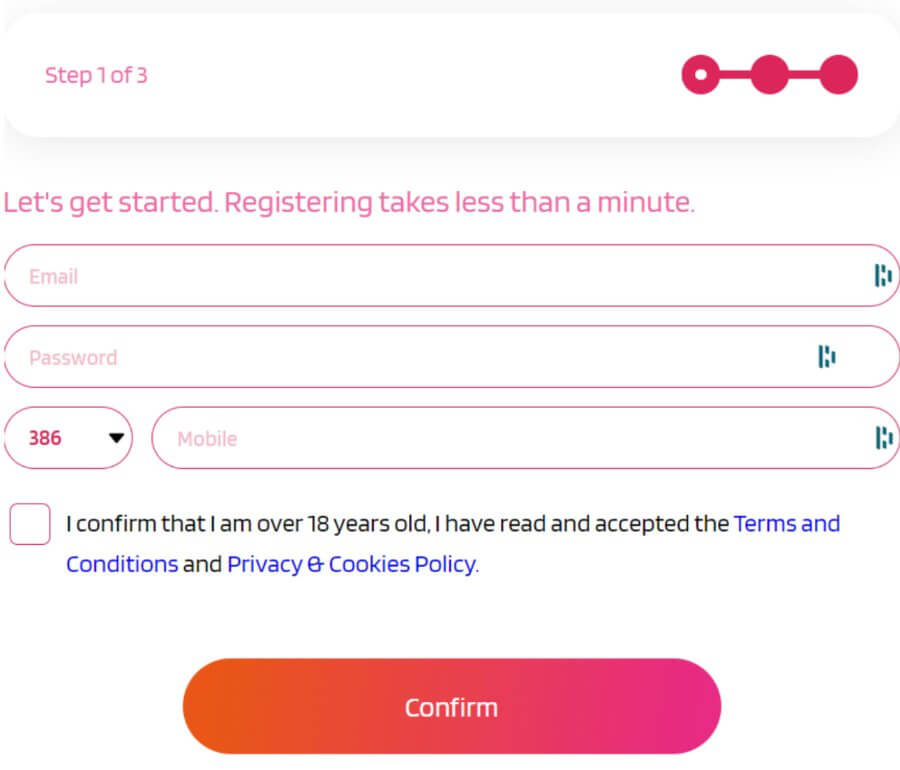 HappySpins registration process