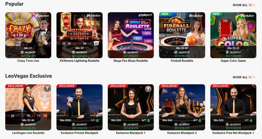 LeoVegas NZ live casino games