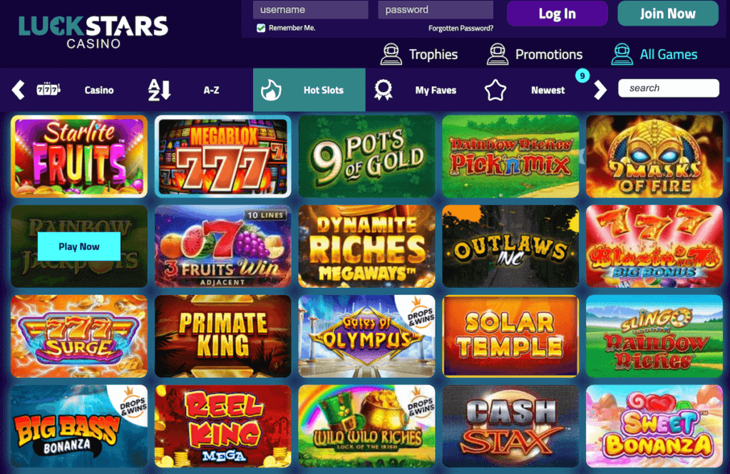 List of Games at LuckStars Casino for NZ Players