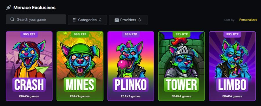 Menace NZ Exclusive Games