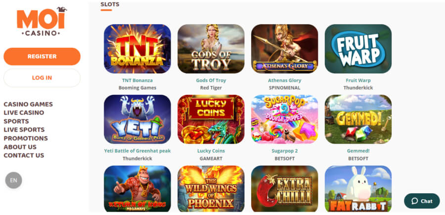 MoiCasino's diverse choice of games