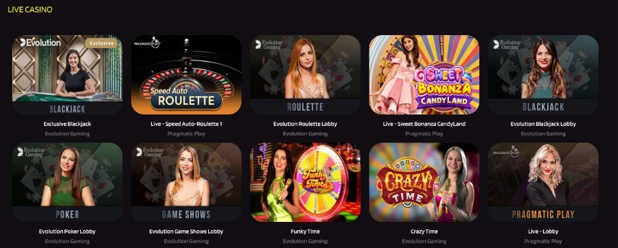 Live Casino titles at Novibet casino