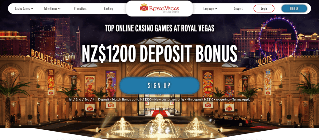 Royal Vegas casino welcome bonus for NZ players