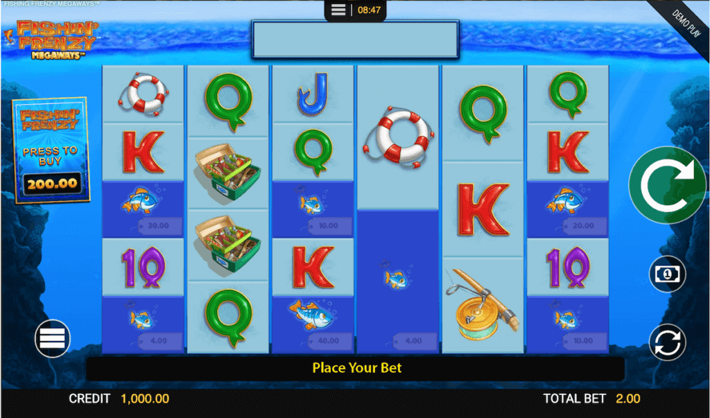 Fishin' Frenzy Megaways Pokie Game Home Screen for NZ Players