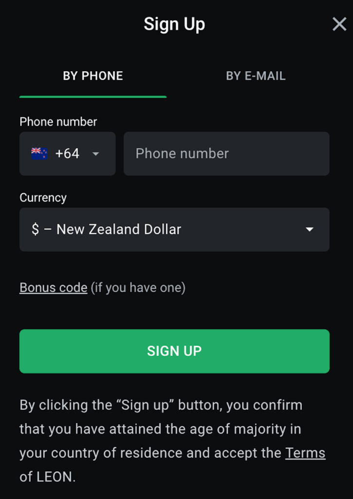 Leon Casino sign up by phone for NZ players