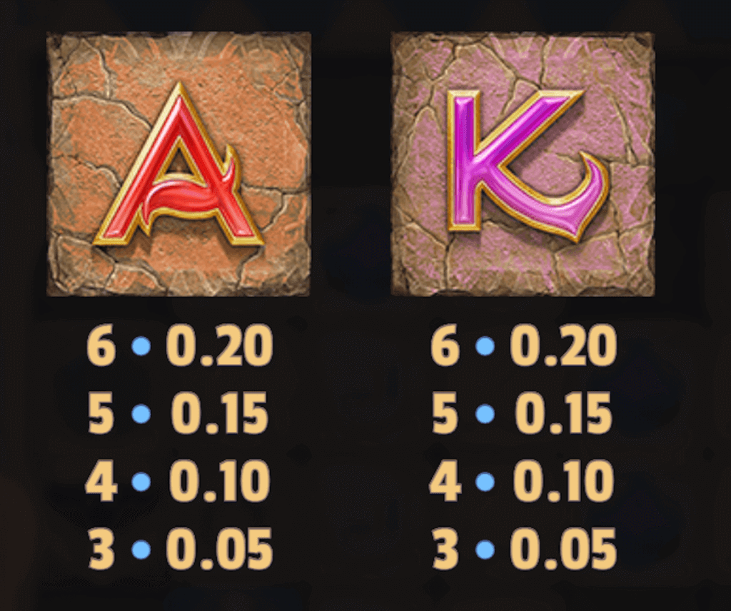 Temple Tumble 2 Dream Drop lower-paying card symbols (A, K) for NZ players.