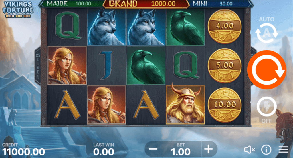 Vikings Fortune Hold and Win pokie main menu for NZ players