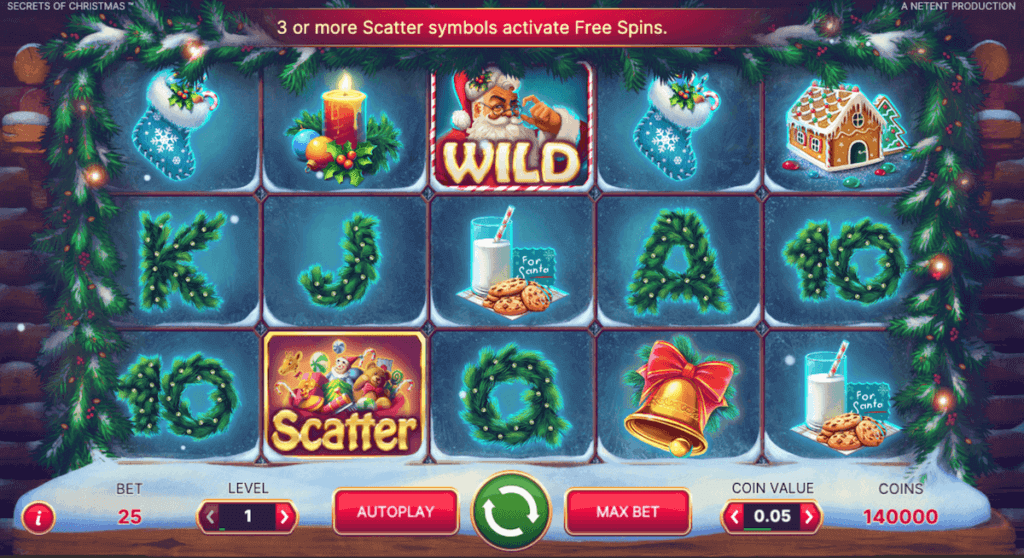 Secrets of Christmas pokie game for NZ players