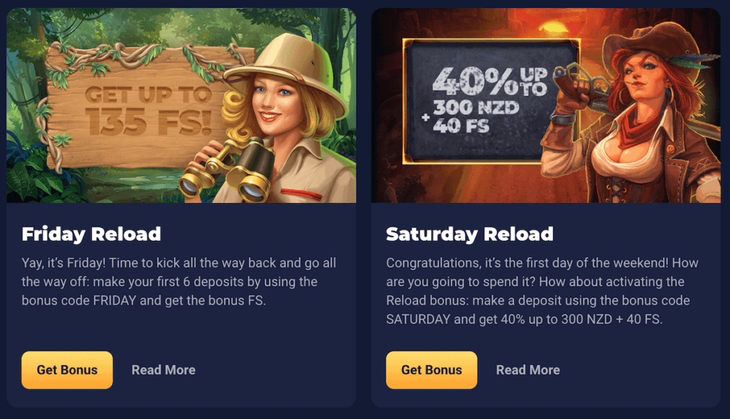 Friday and Saaturday Reload Bonuses Joo Casino