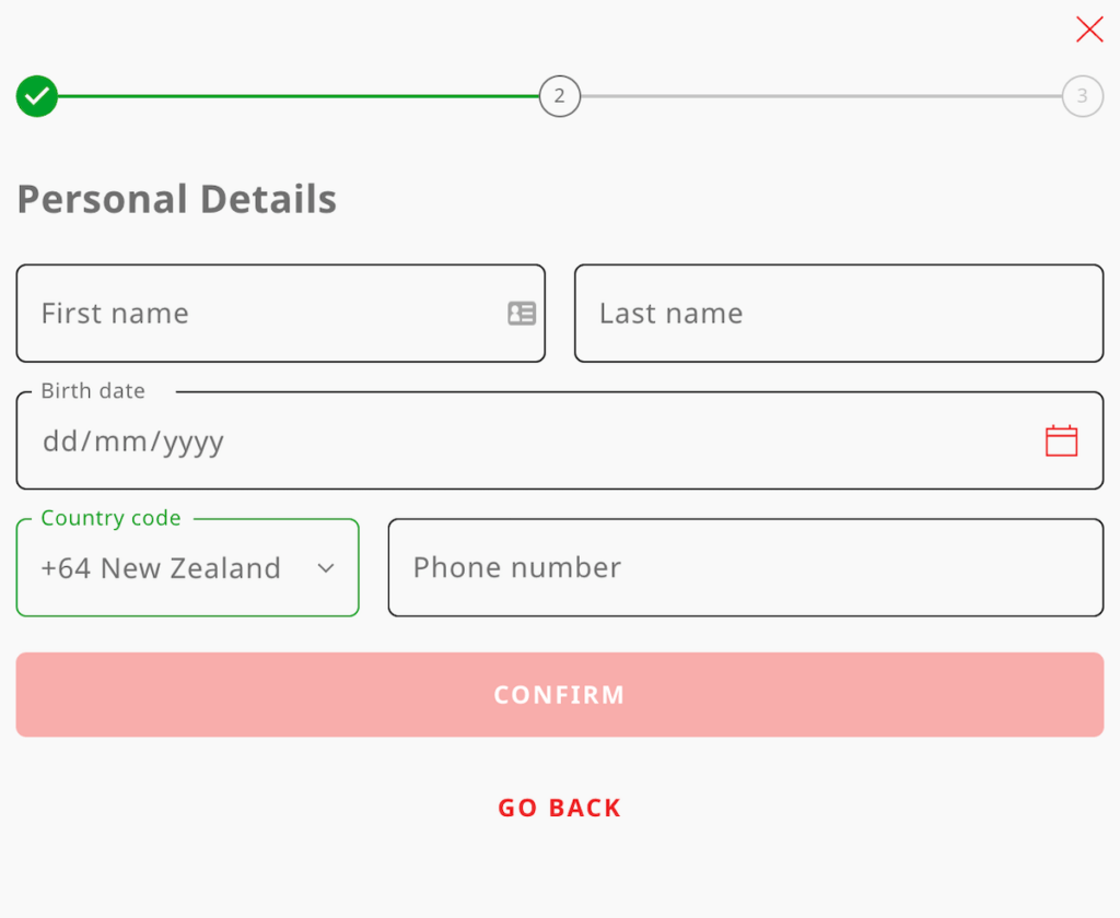 Royal Panda Registration Step 2