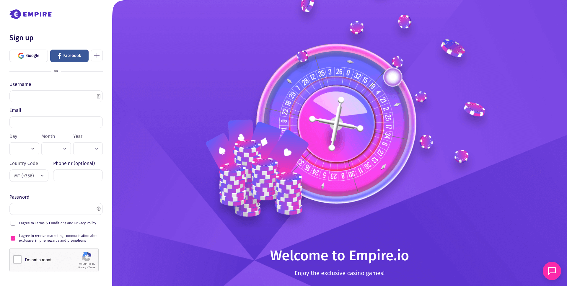 Empire.io registration for NZ players