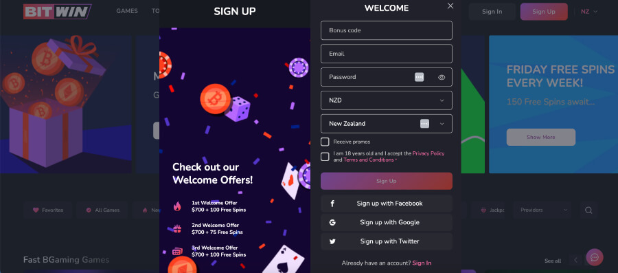 Bitwin casino registration process