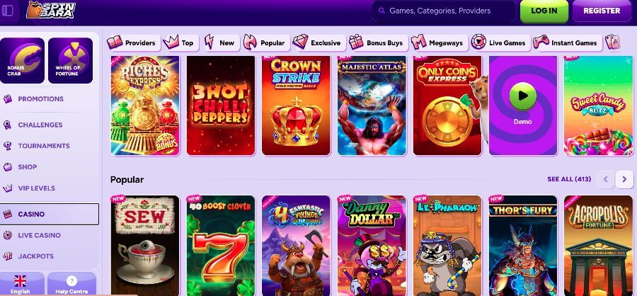 Pokies at Spinbara casino NZ