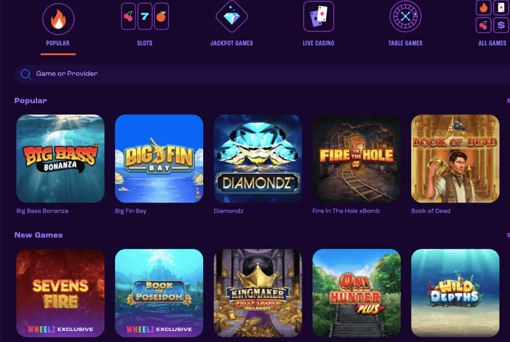 Wheelz Casino Games