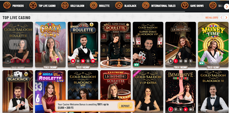 Wyns live casino lobby NZ