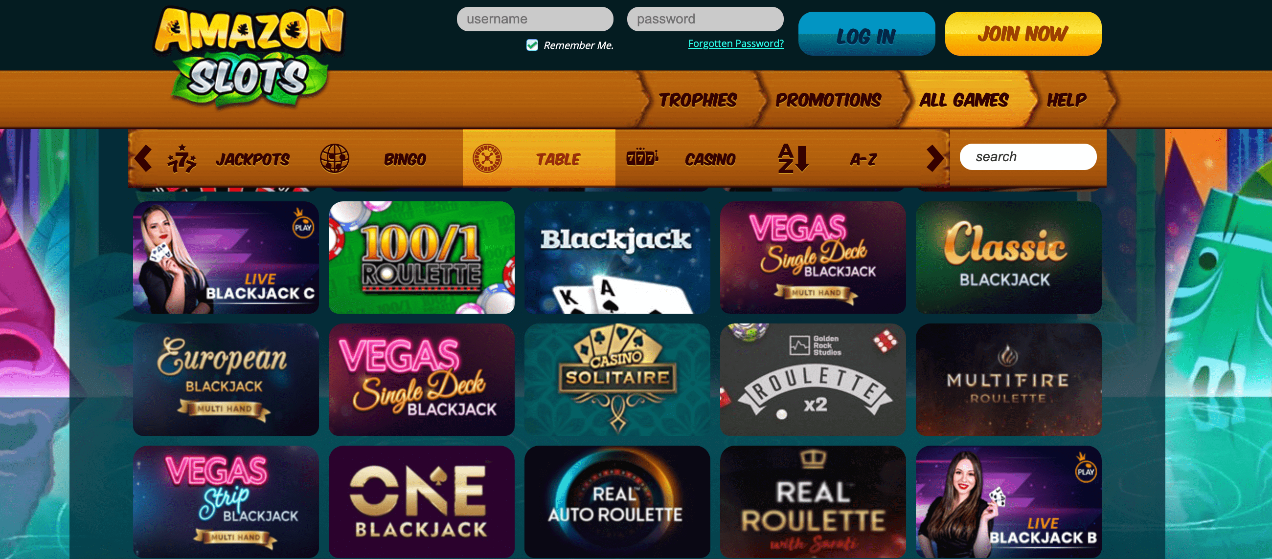 Table games at amazonslots