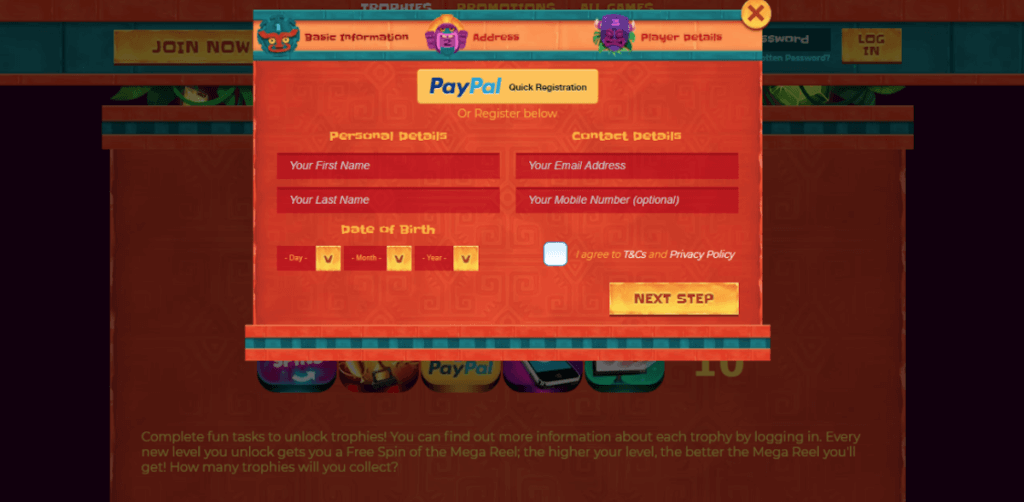 Register at Aztec Wins
