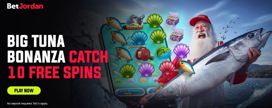 BetJordan NZ no deposit bonus: Catch 10 free spins on Big Tuna Bonanza slot game.