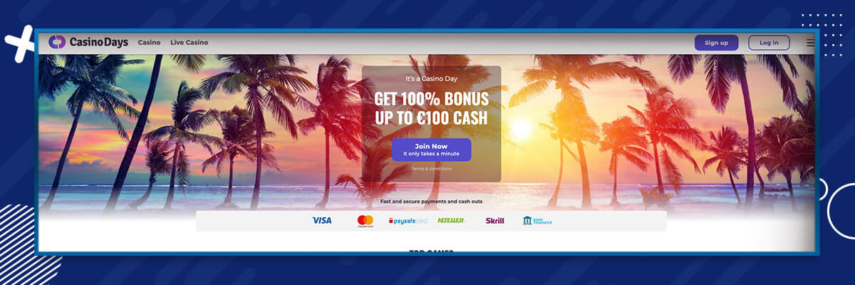 play with CasinoDays CasinoDays welcome bonus