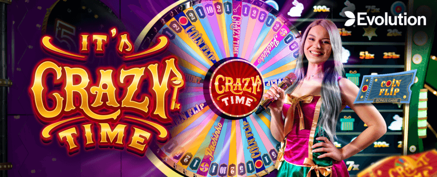 Crazy time game show presenter and wheel