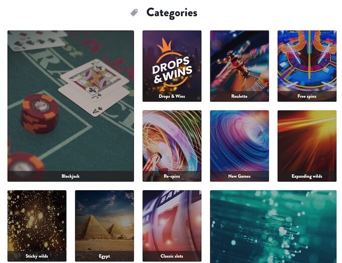 Dunder games categories Dunder online casino games