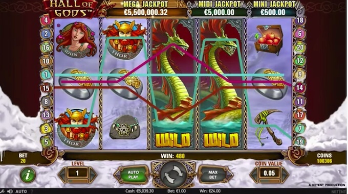 Play Hall of Gods from nz Hall of Gods slot review - wild feature