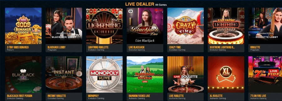 Live dealer games at Dream Vegas