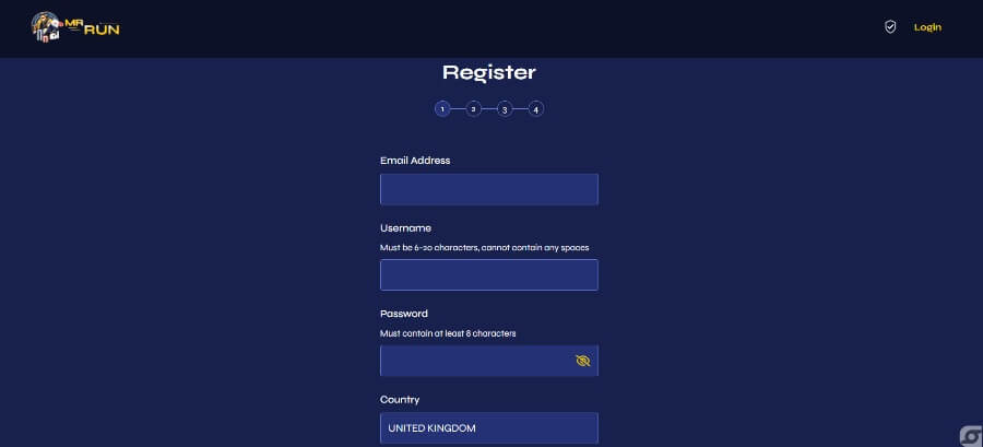 Mr Run casino register