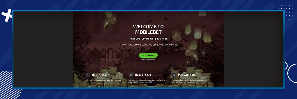 Register with MobileBet! MobileBet welcome bonus