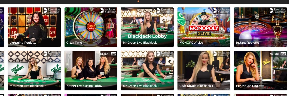 Play the Mr. Green Live Casino! Mr. Green Live Casino
