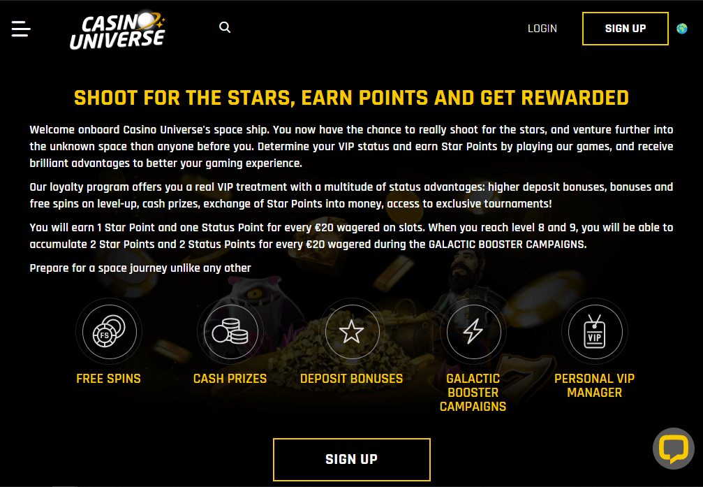 Register with Casino Universe! Casino Universe VIP scheme