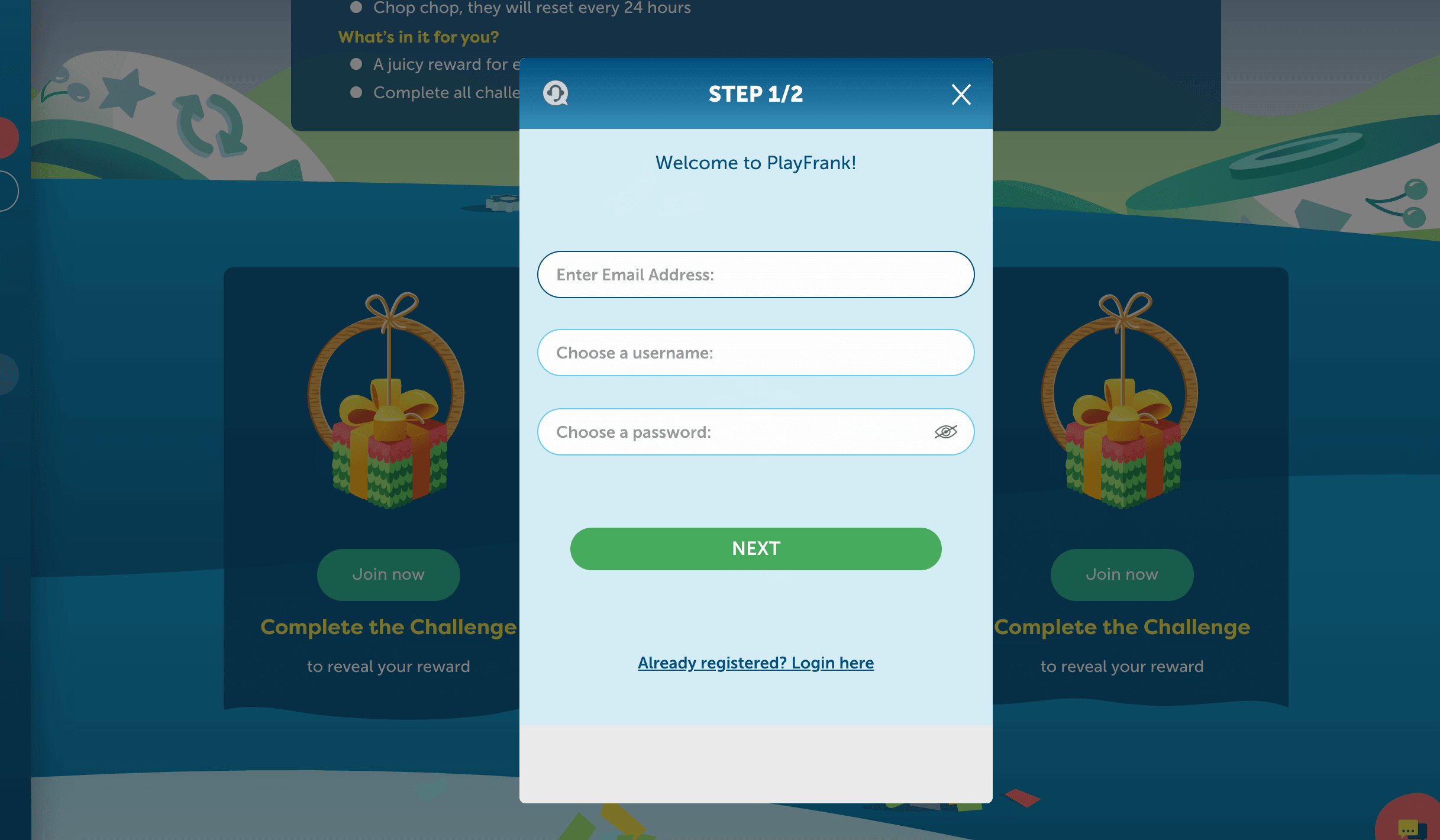 sign up for playfrank