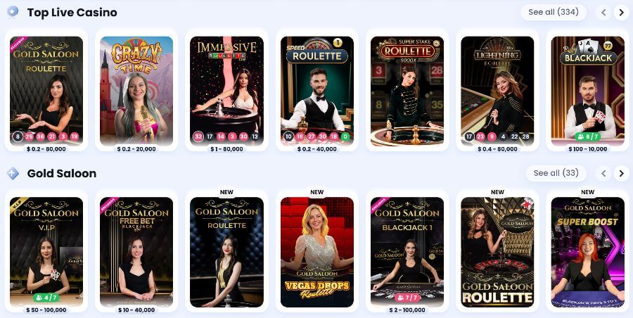 top live casino games at Casinolab NZ