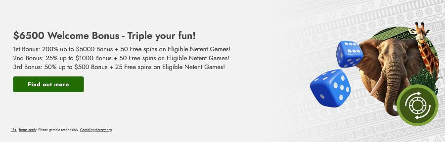 Welcome bonus at Casimba casino NZ